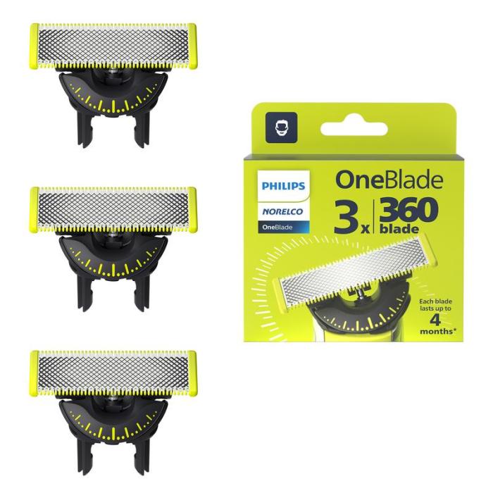 Norelco OneBlade 3-Pack Replacement Blades – Stainless Steel Razor