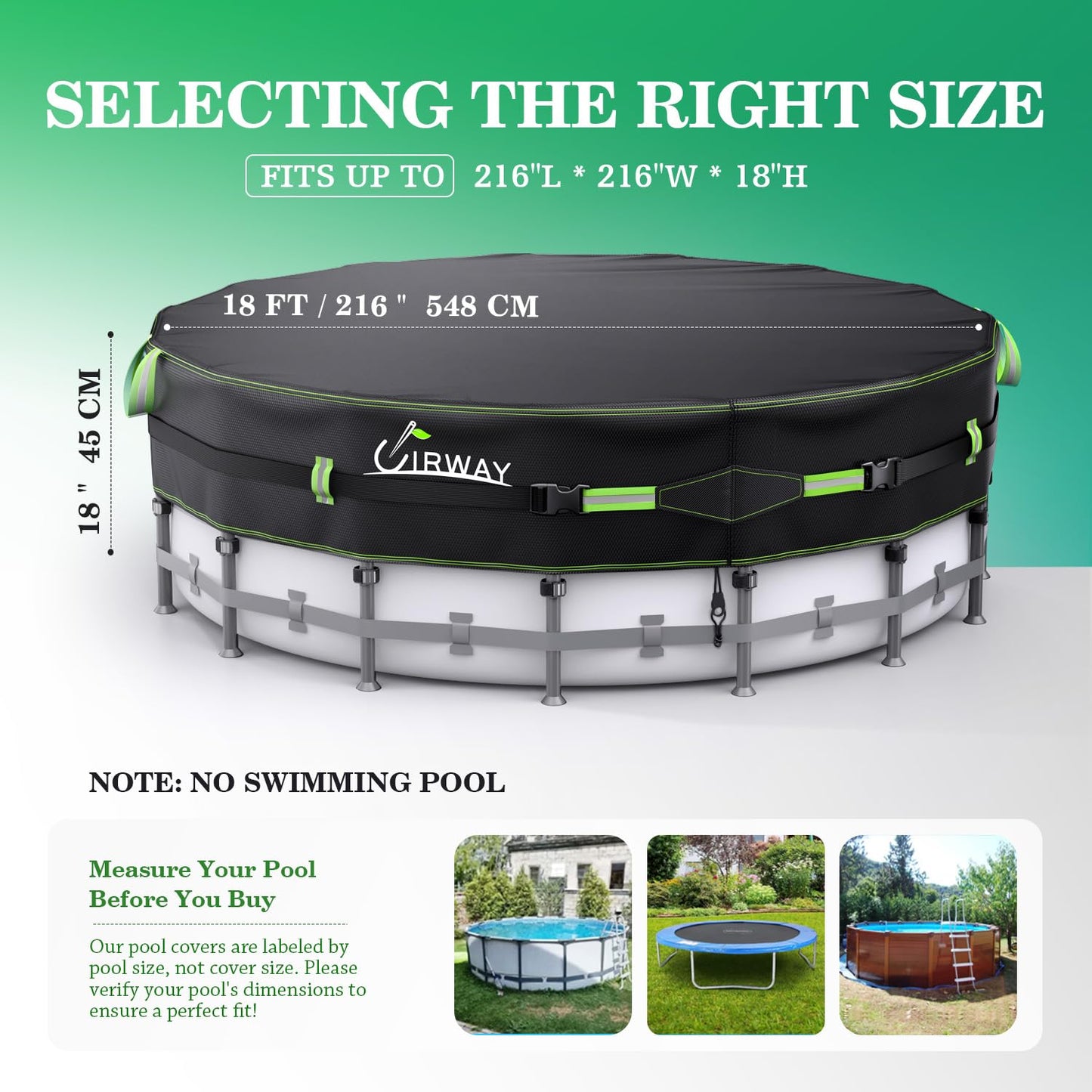 Extra-Thick Winter Pool Cover – 200gsm Heavy-Duty, Cold-Resistant & Windproof Cover for Above-Ground Pools