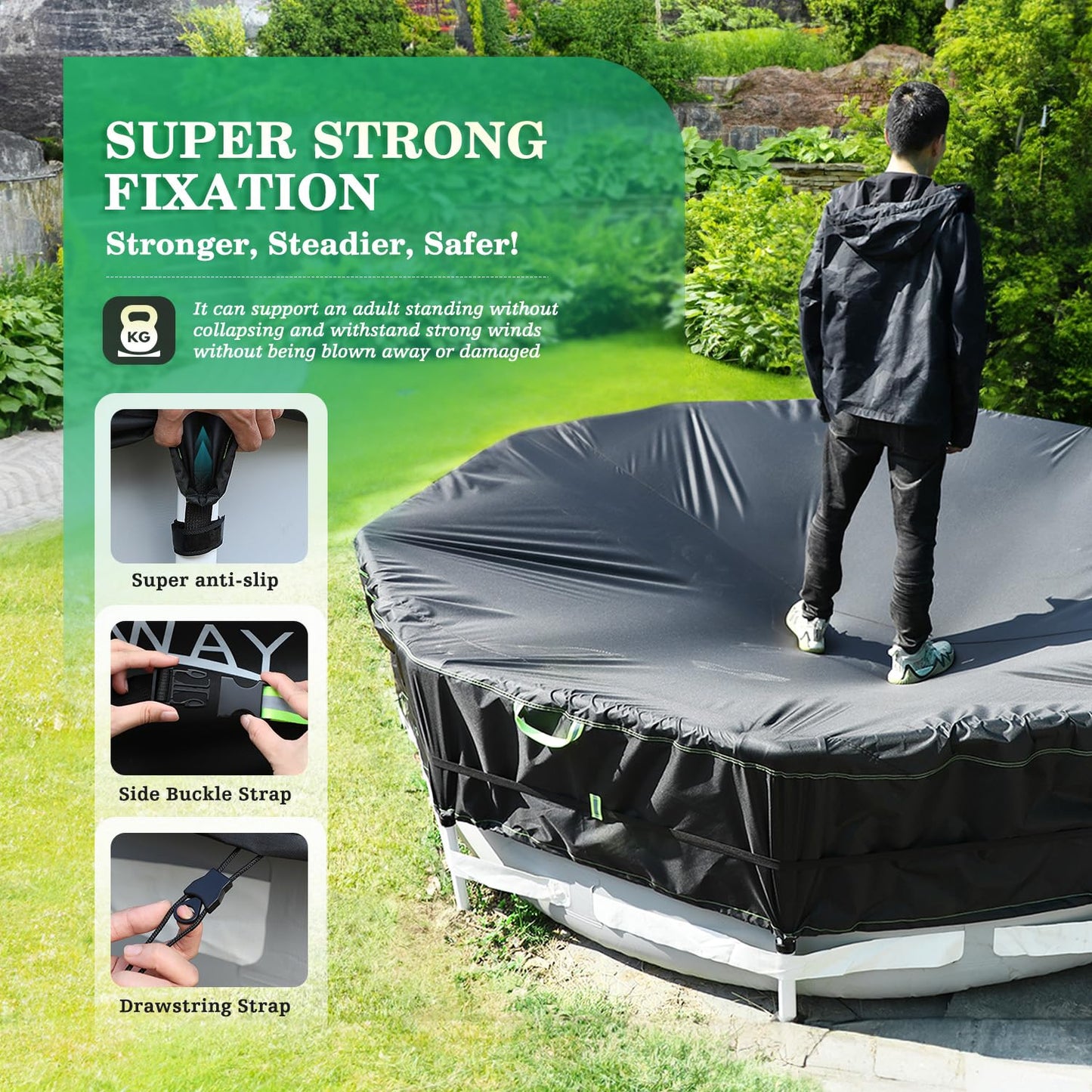 Extra-Thick Winter Pool Cover – 200gsm Heavy-Duty, Cold-Resistant & Windproof Cover for Above-Ground Pools
